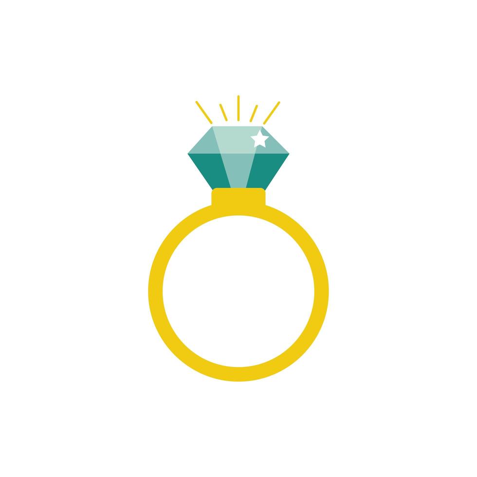 anillo con diamante icono aislado vector