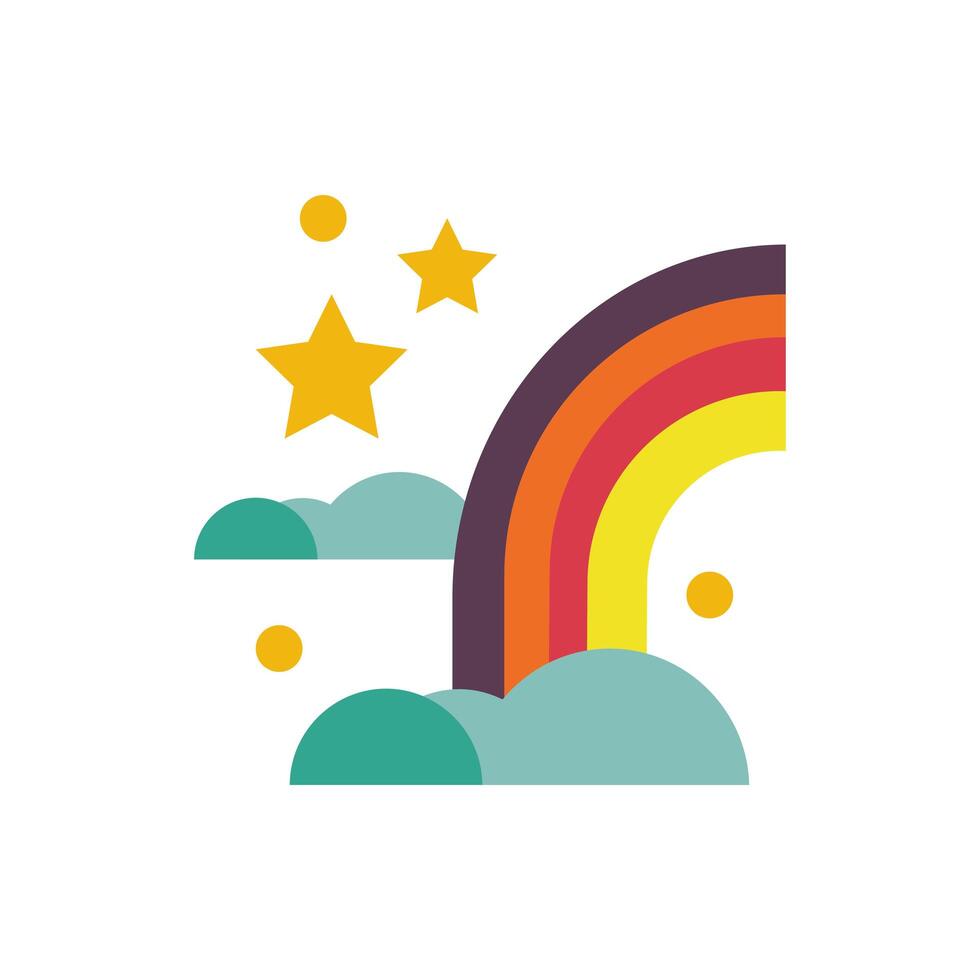 lindo arco iris objeto de cuento de hadas icono aislado vector