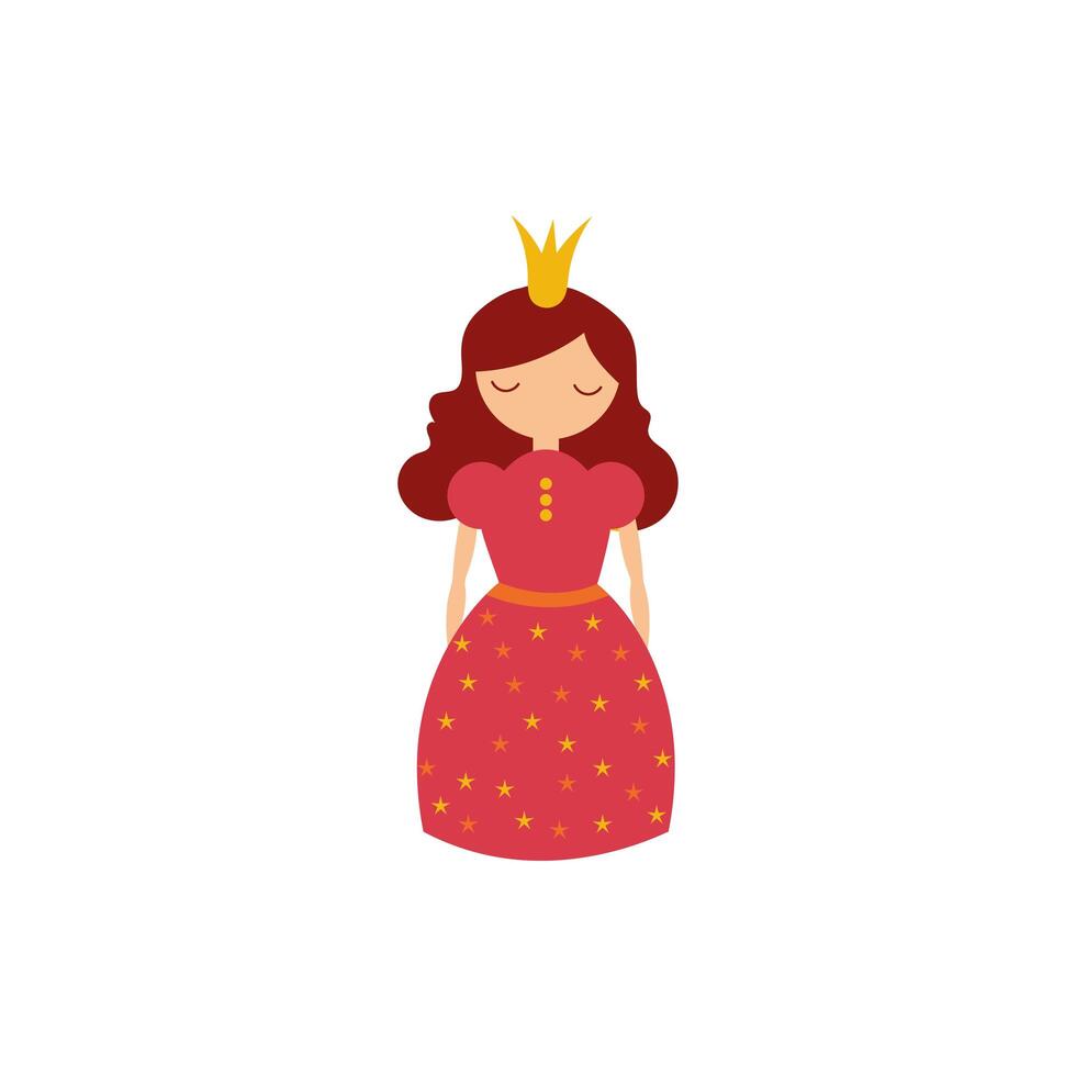 princesa cuento de hadas personaje icono aislado vector