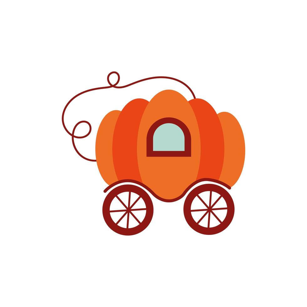 Carro de calabaza objeto de cuento de hadas icono aislado vector