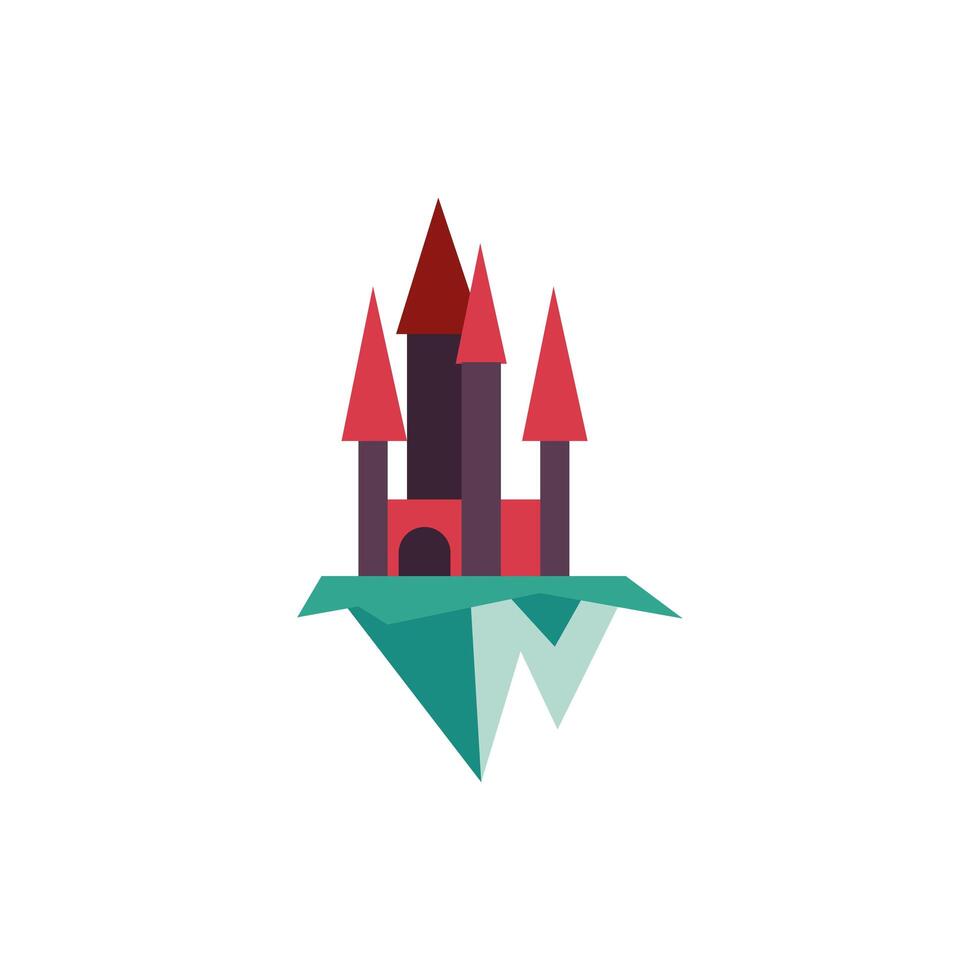 castle fairytale object isolated icon vector