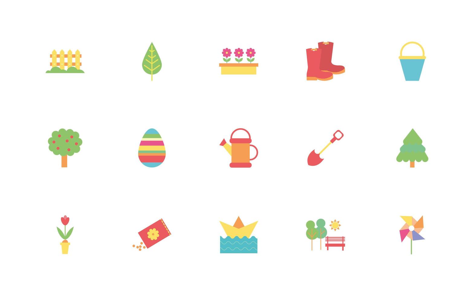 bundle of spring set icons vector