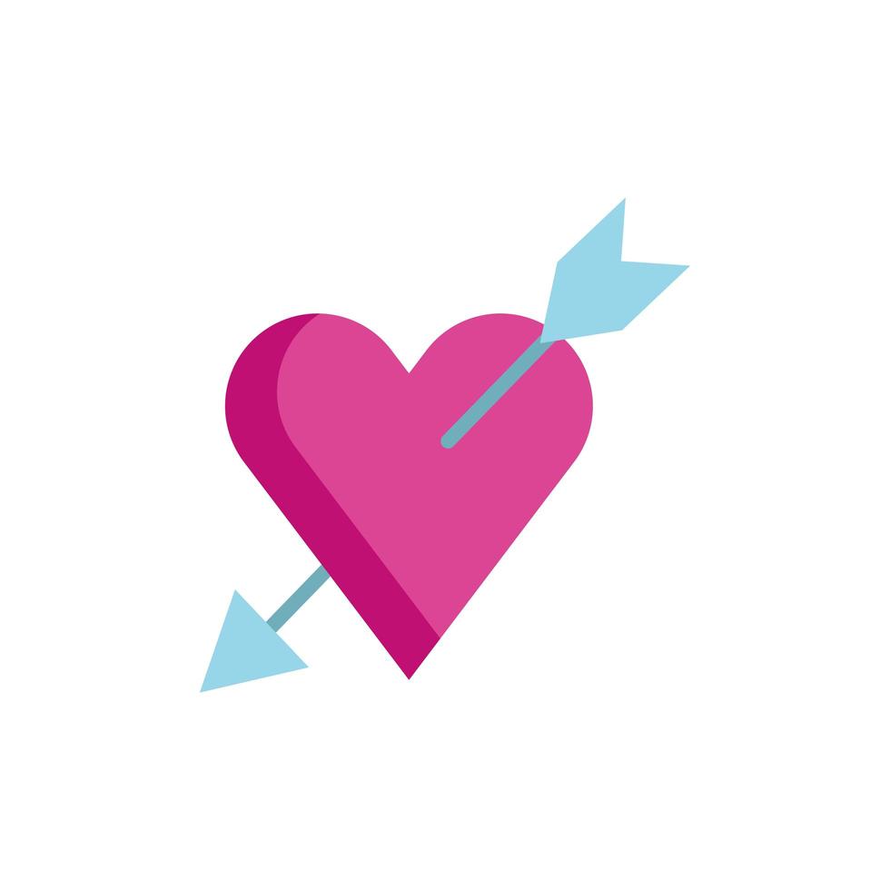 happy valentines day heart with arrow crossed vector