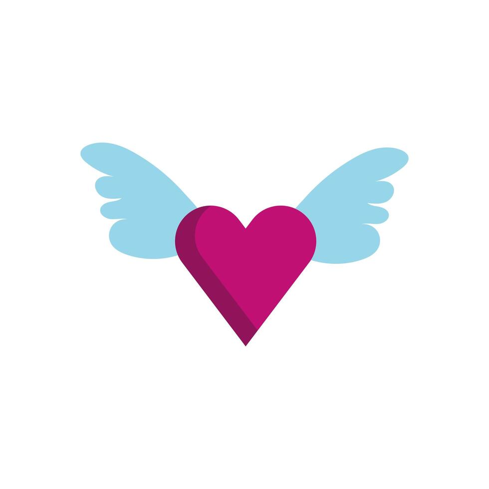 happy valentines day heart with wings vector