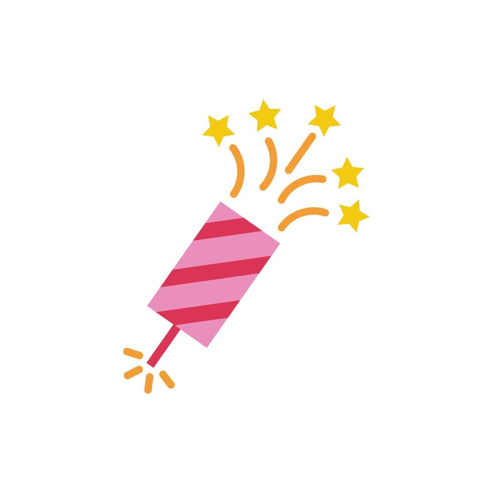 firework rocket with stars flat style icon vector