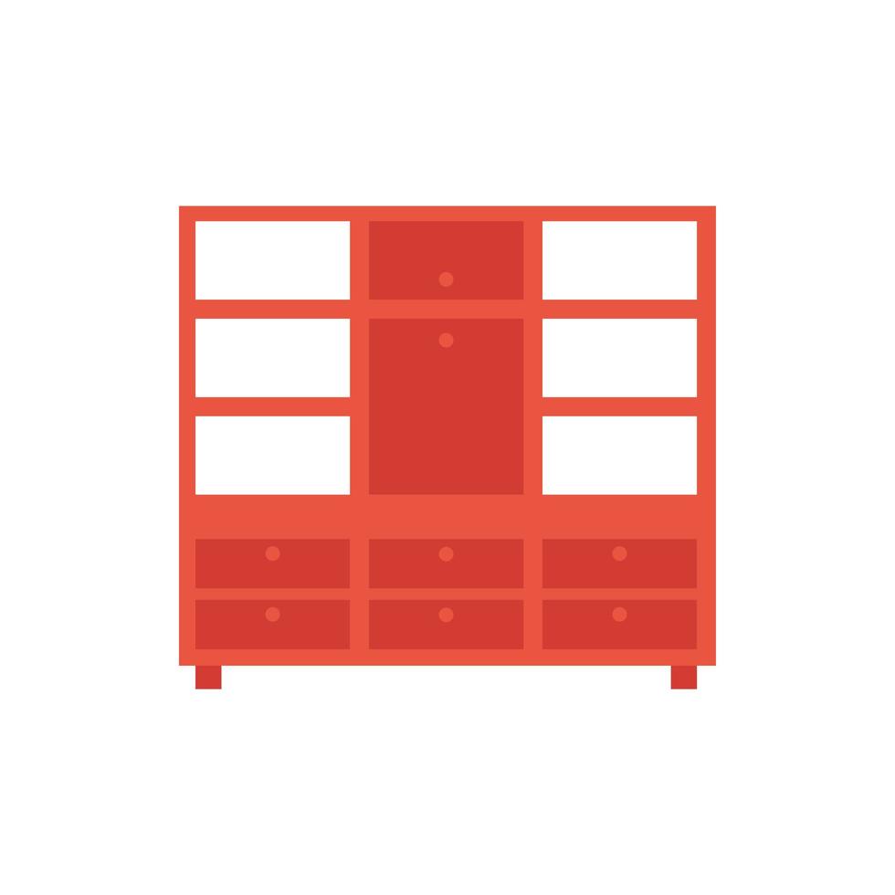 wooden cupboard furniture isolated icon vector