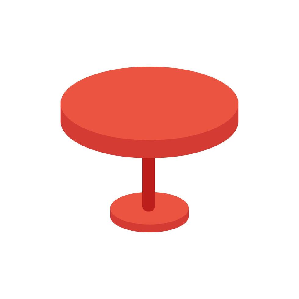 wooden circular table furniture isolated icon vector