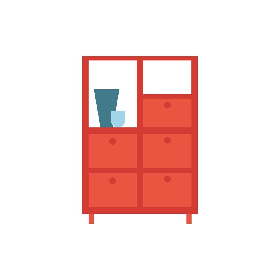 wooden cupboard with vase furniture vector