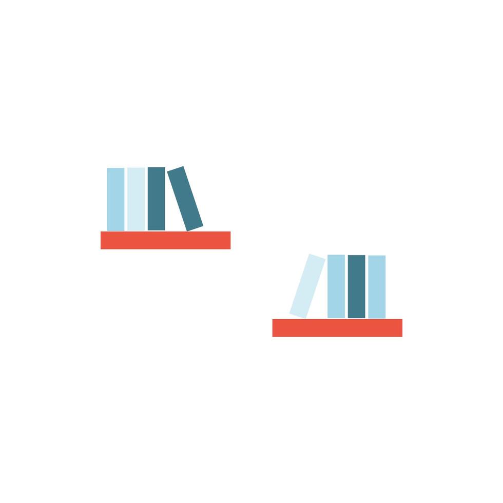 wooden shelfs with books furniture isolated icon vector