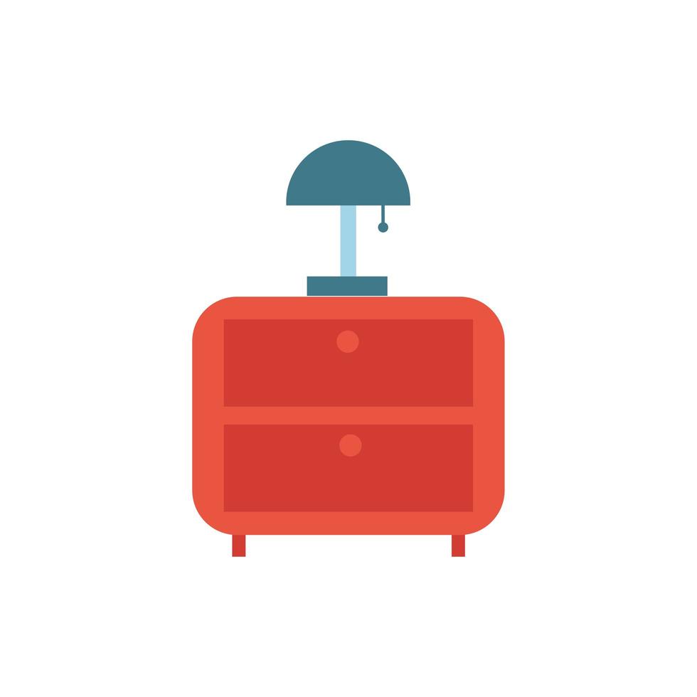 drawer wooden with lamp furniture isolated icon vector