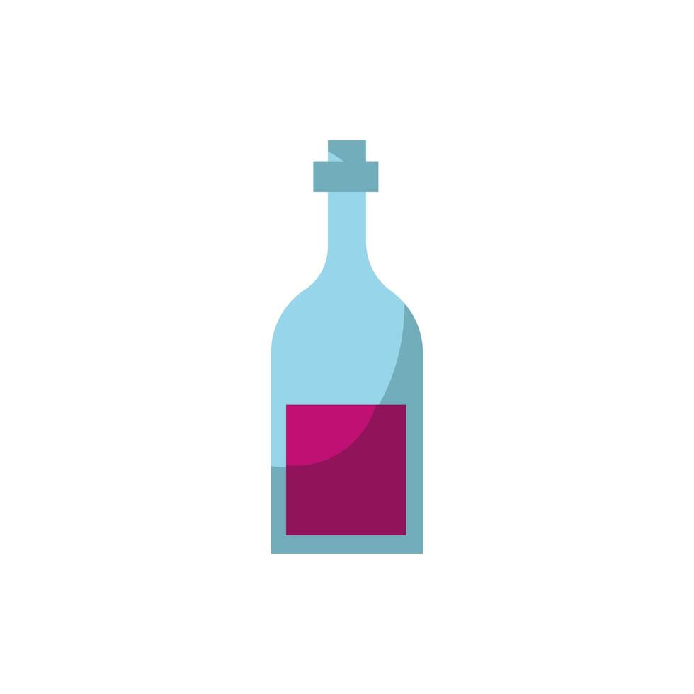 botella de vino, bebida, aislado, icono vector