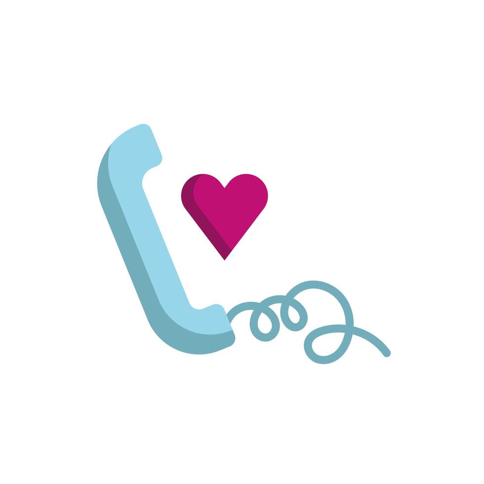 happy valentines day heart with telephone vector