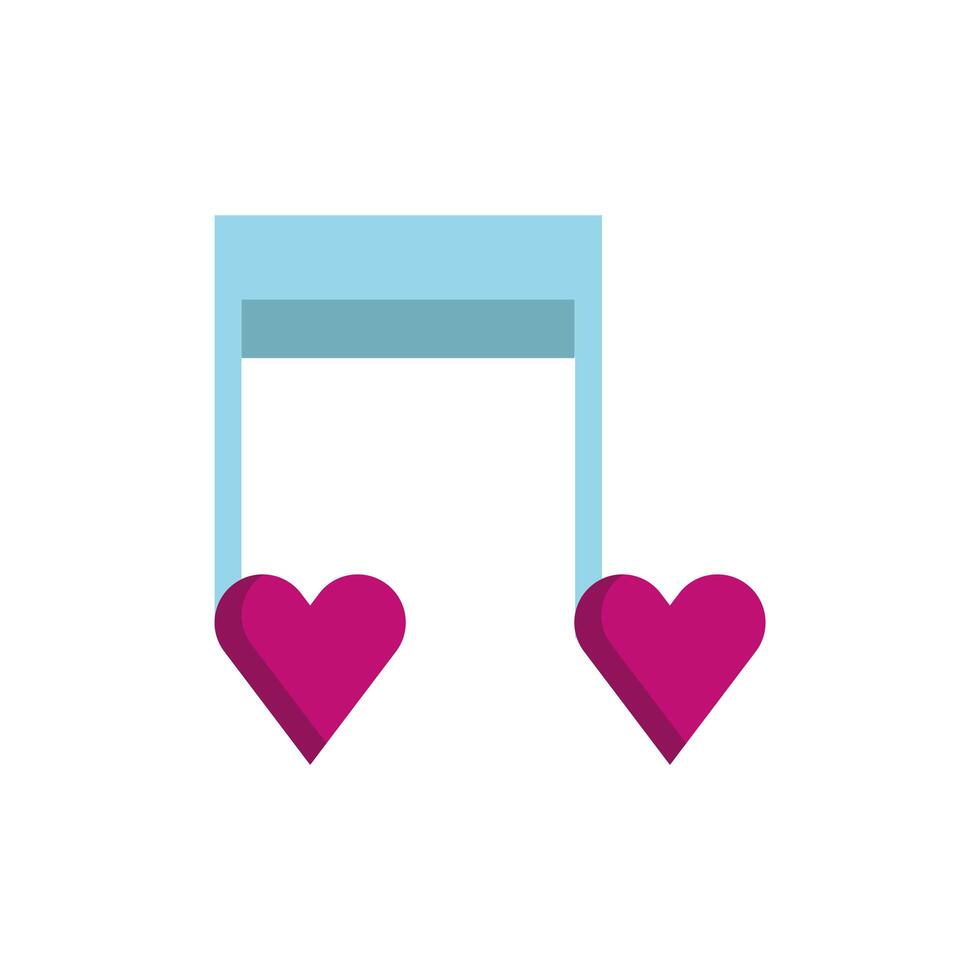 happy valentines day music notes with hearts vector