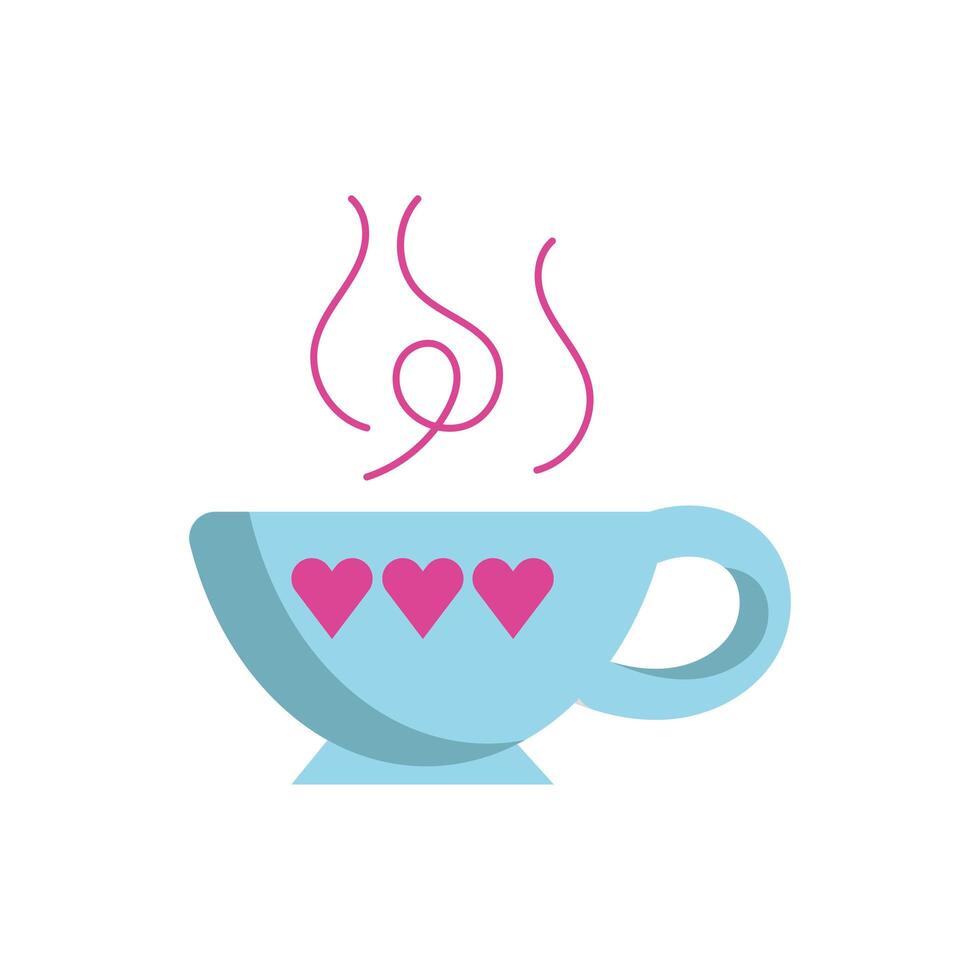 happy valentines day cup with hearts vector