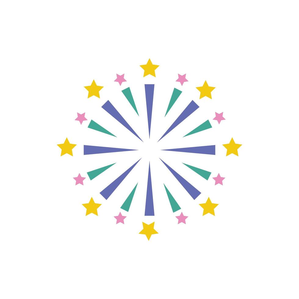 fireworks explosion circular splash with stars vector