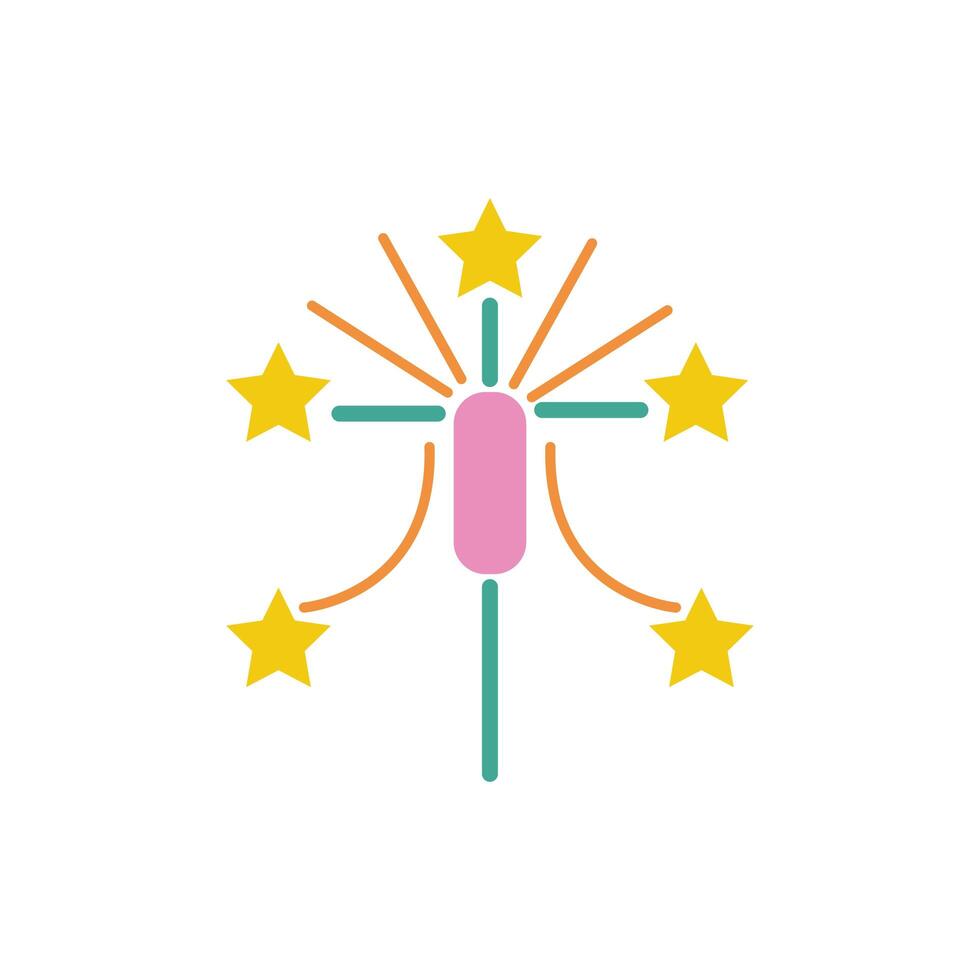 firework rocket with stars flat style icon vector