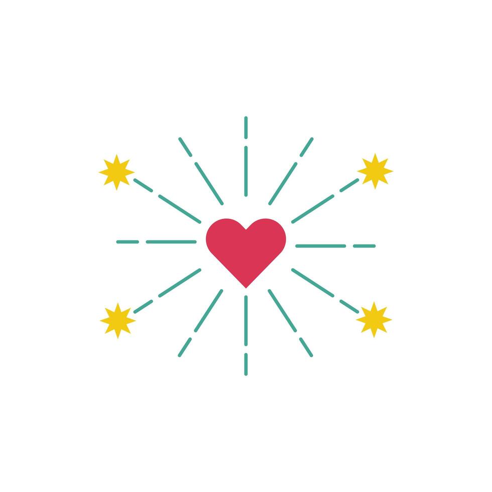 fireworks explosion splash with stars and heart vector