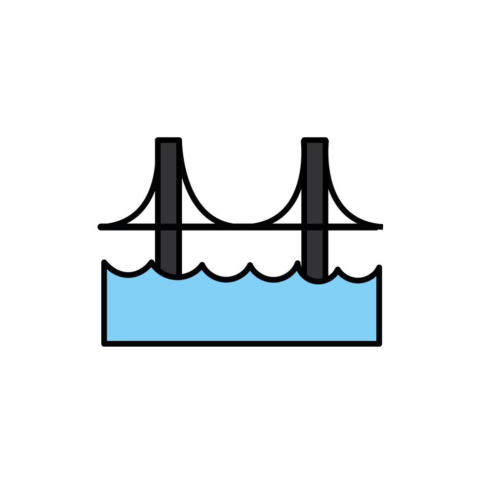 bridge with waves isolated icon vector