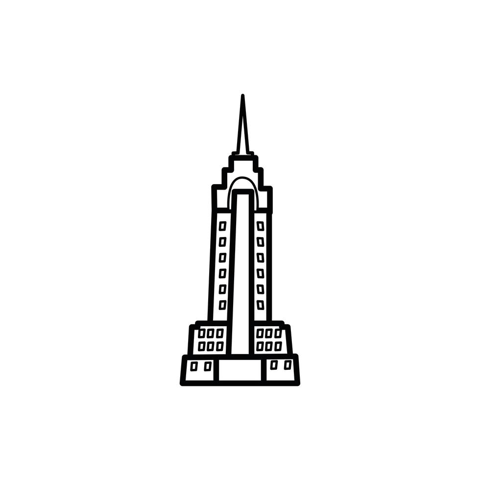 icono de estilo de línea de edificio de rascacielos de nueva york vector