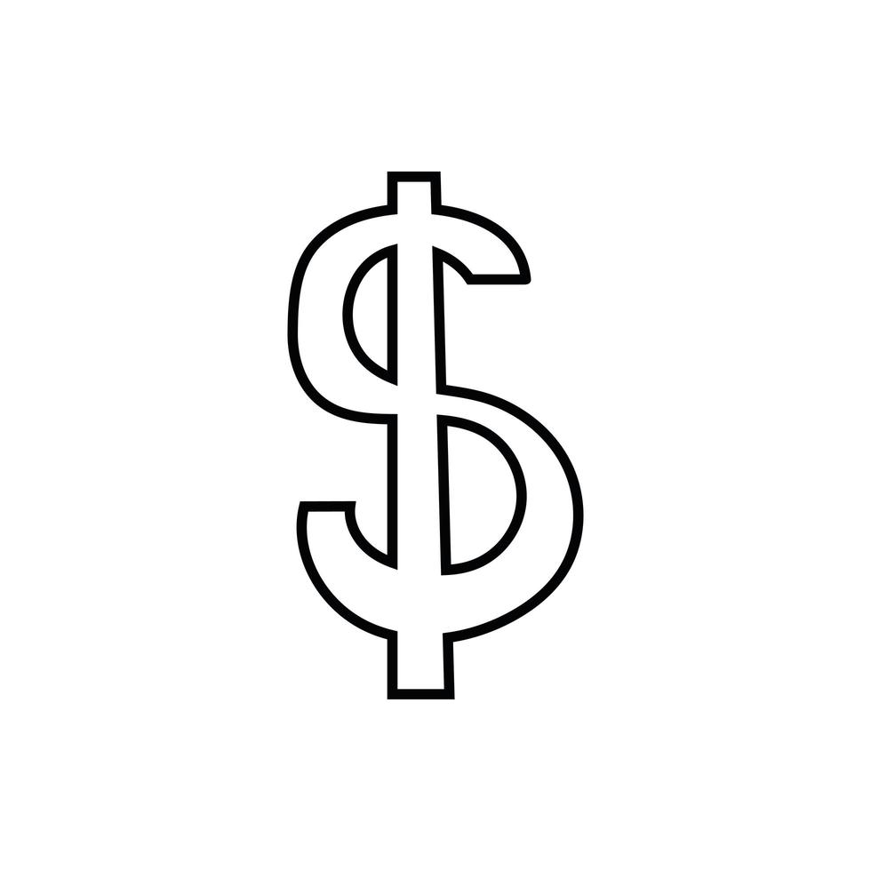 dólar, dinero, símbolo, aislado, icono vector
