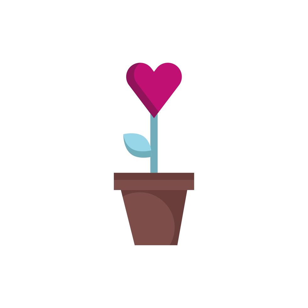 happy valentines day houseplant and heart icon vector