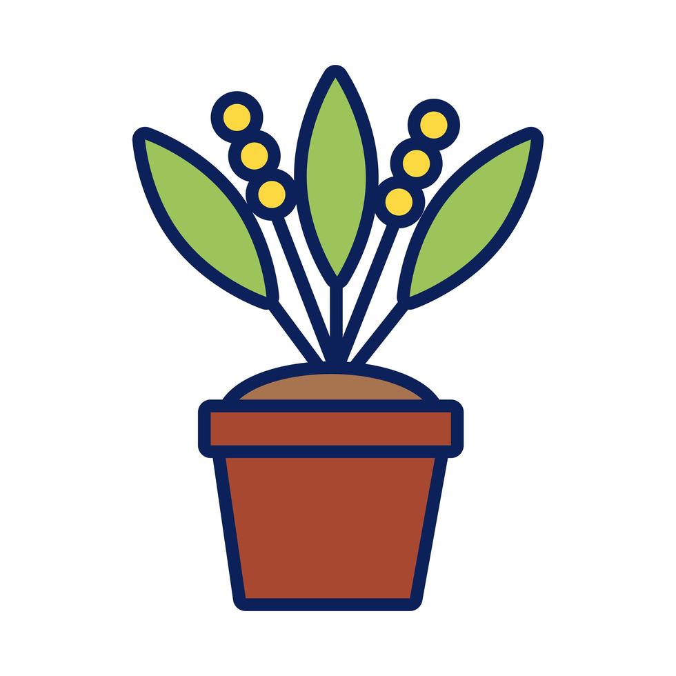 growth plant with seeds in ceramic pot line and fill style icon vector