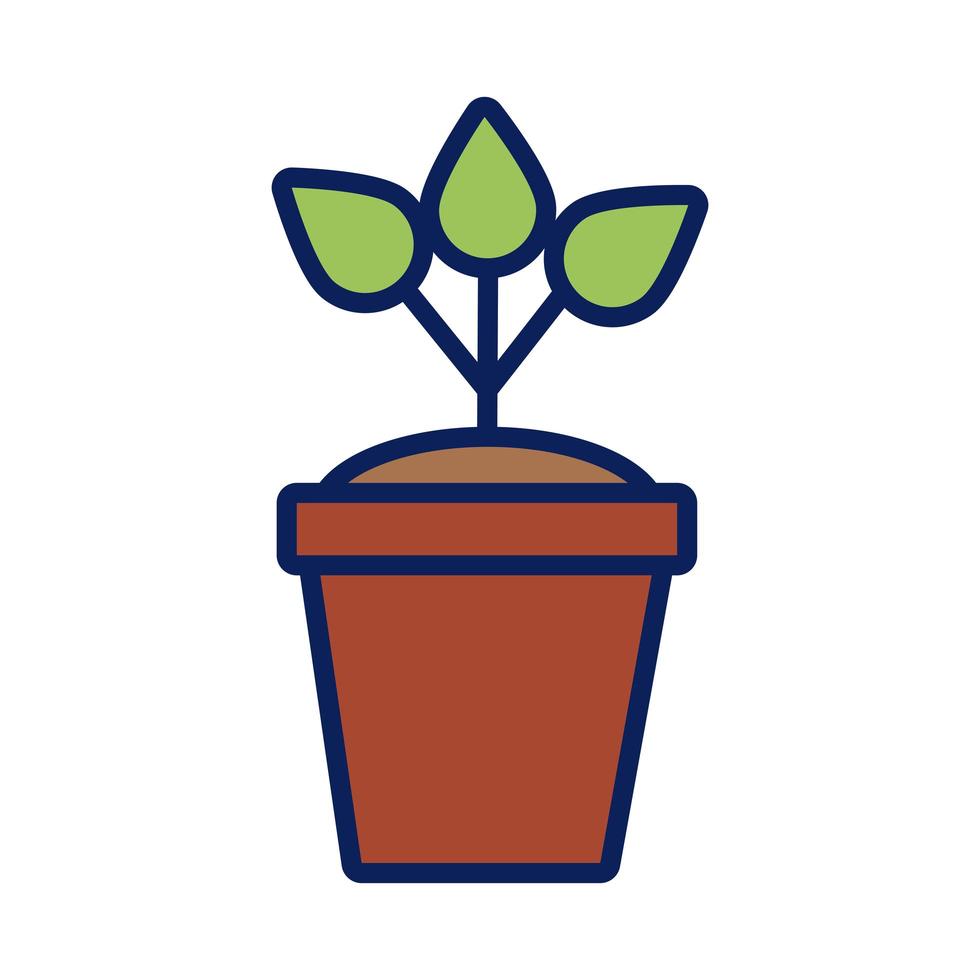 growth plant in ceramic pot line and fill style icon vector
