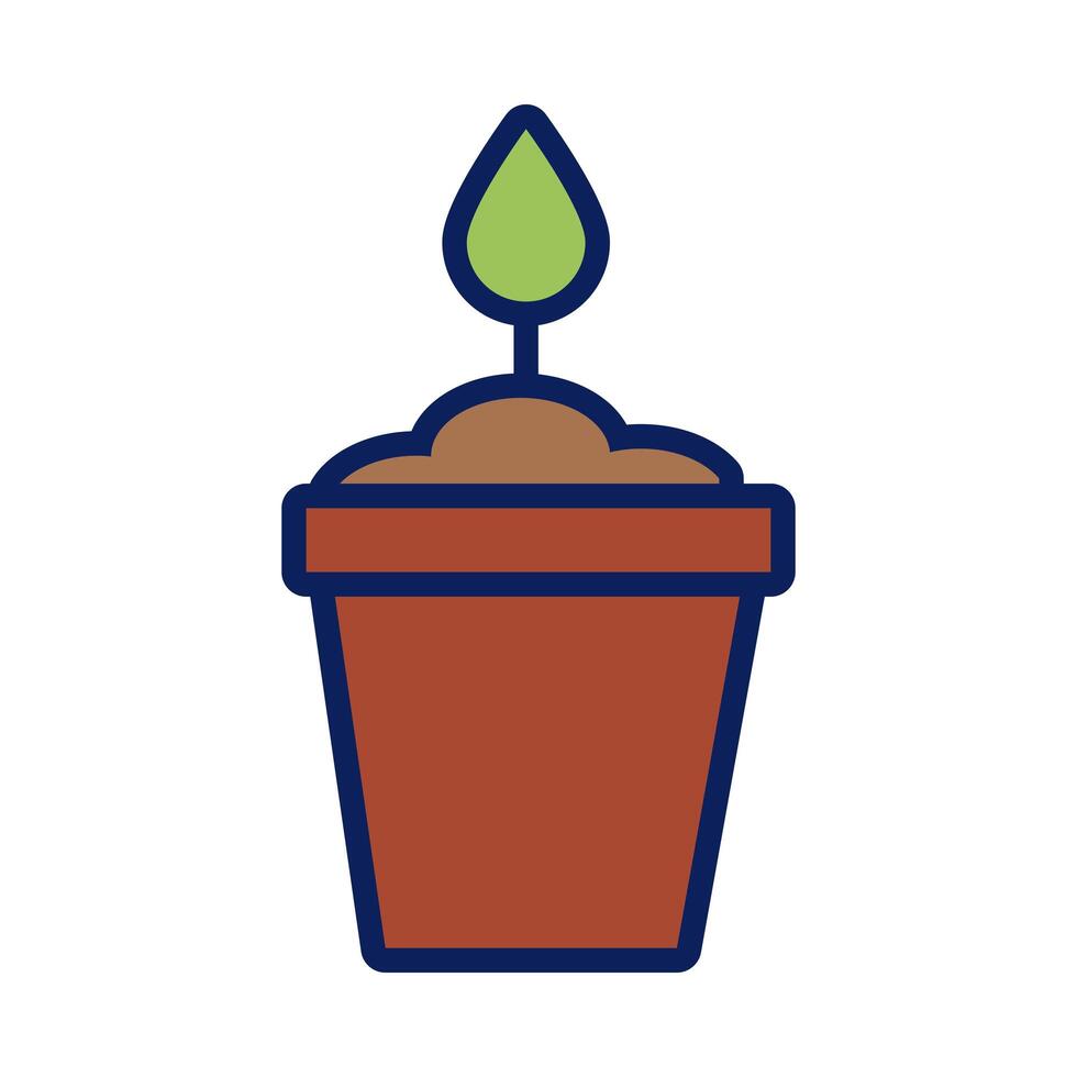 growth plant in ceramic pot line and fill style icon vector