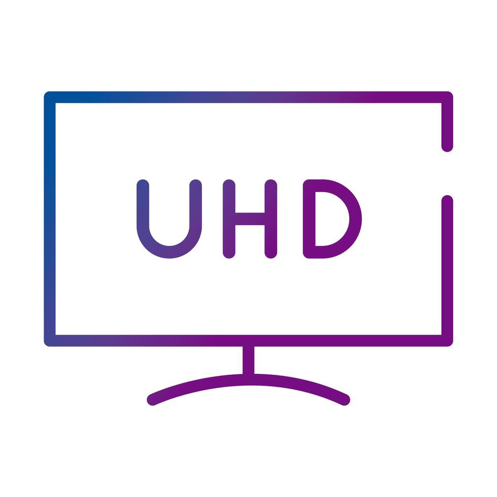 icono de estilo degradado uhd de tv de plasma vector