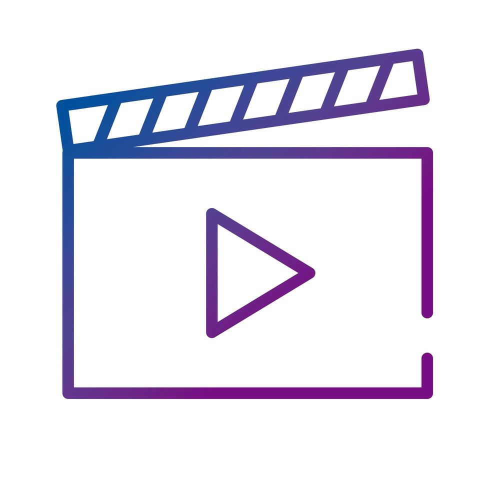 clapperboard with play button video content gradient style icon vector