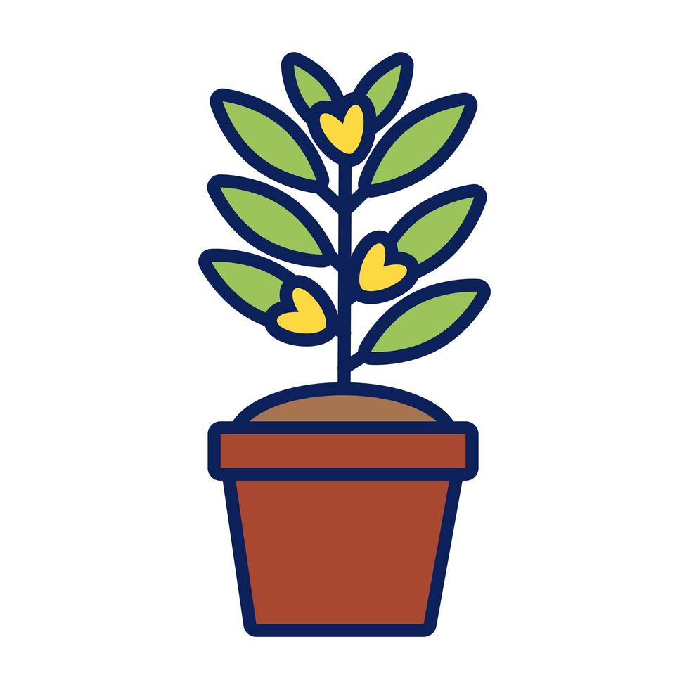 growth plant in ceramic pot line and fill style icon vector