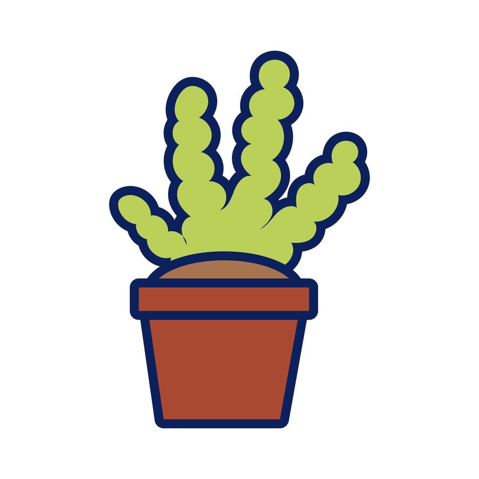 growth plant in ceramic pot line and fill style icon vector