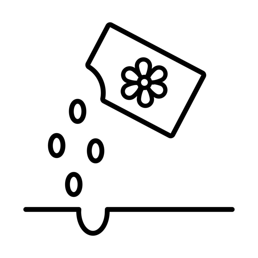 icono de estilo de línea de bolsa de semillas de flores vector