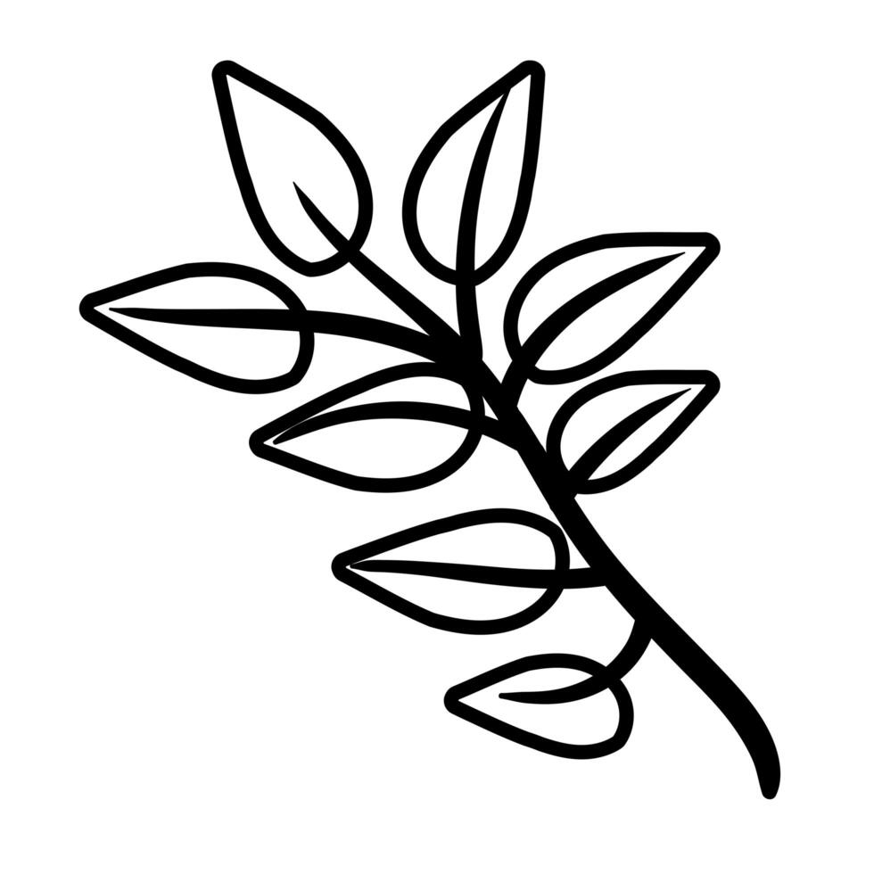 branch with leafs line style icon vector