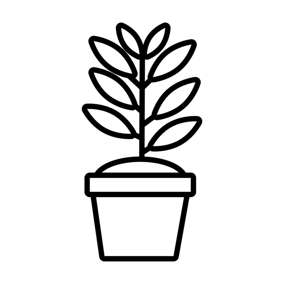 planta de crecimiento en icono de estilo de línea de olla de cerámica vector