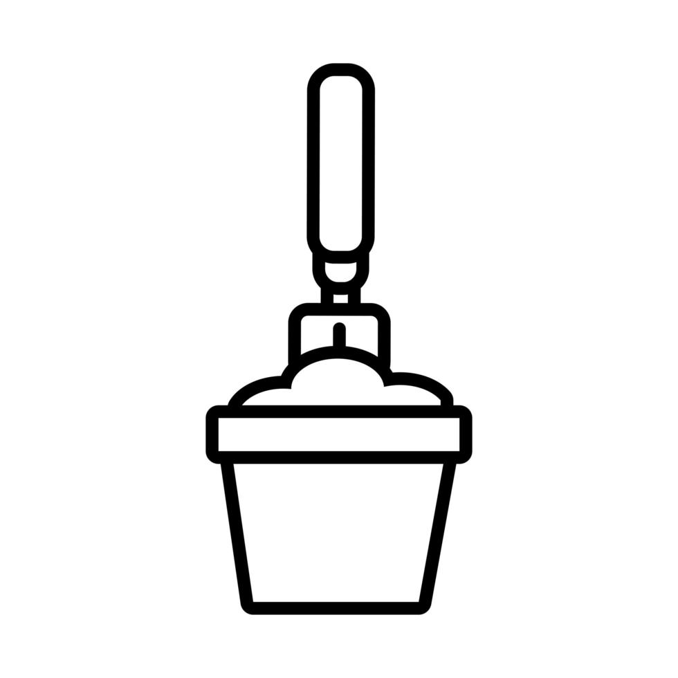 shovel gardening tool in ceramic pot line style icon vector