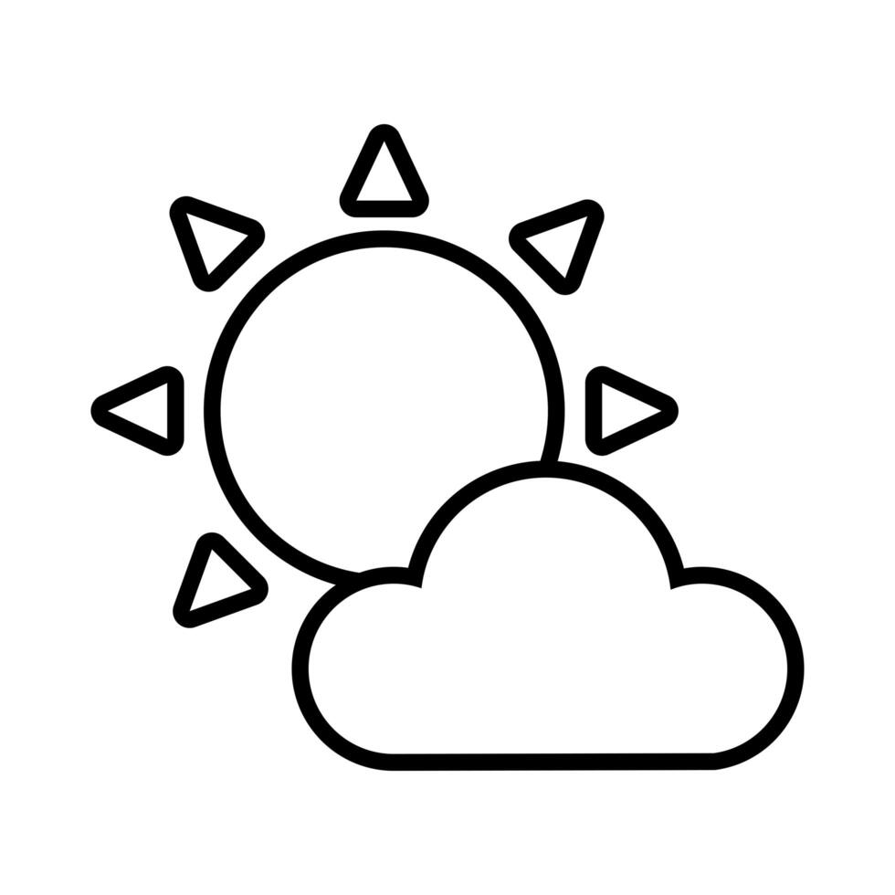 cloud and sun line style icon vector