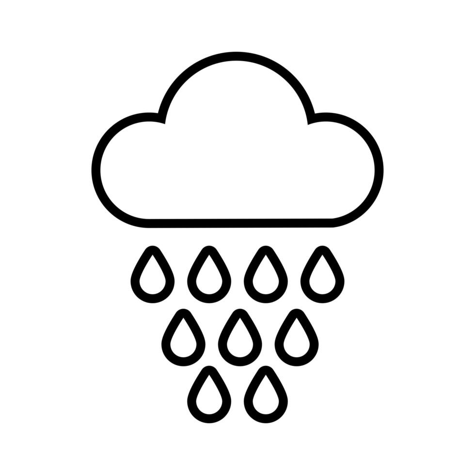 nube con icono de estilo de línea de gotas de lluvia vector