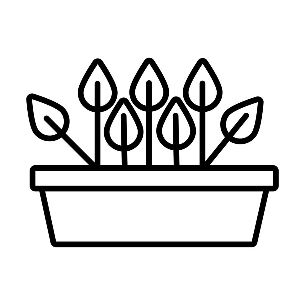 growth plant in ceramic pot line style icon vector