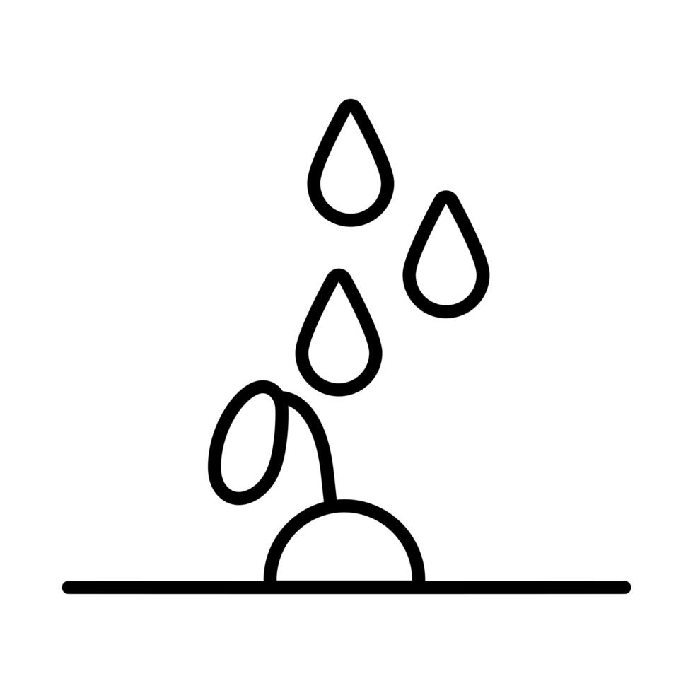 growth plant with drops line style icon vector