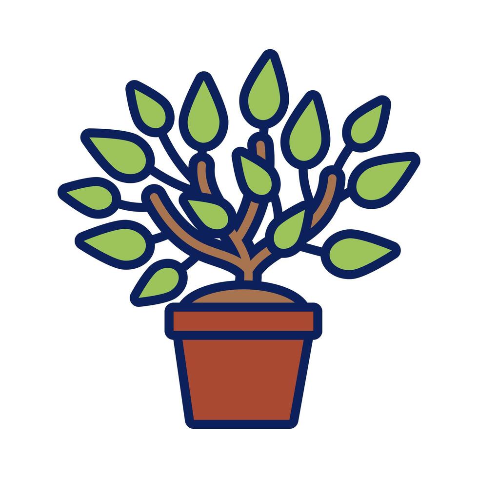 growth plant in ceramic pot line and fill style icon vector