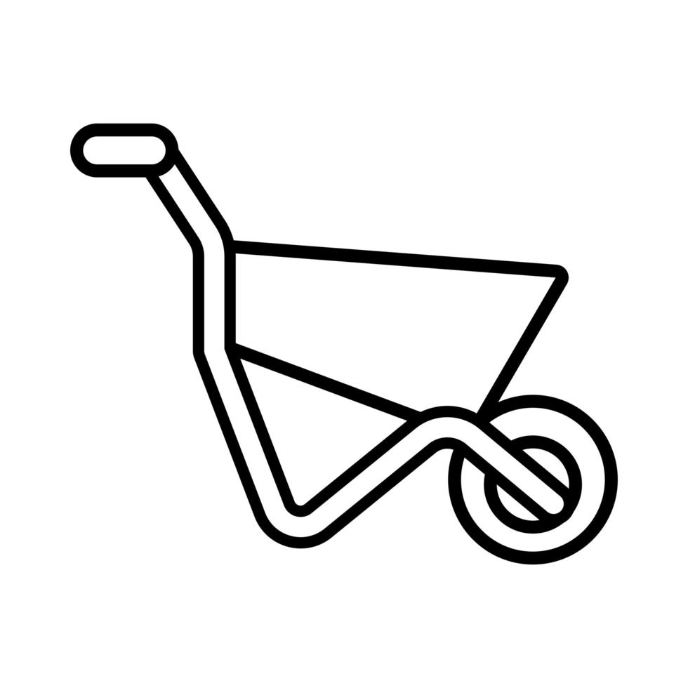 wheelbarrow gardening tool line style vector