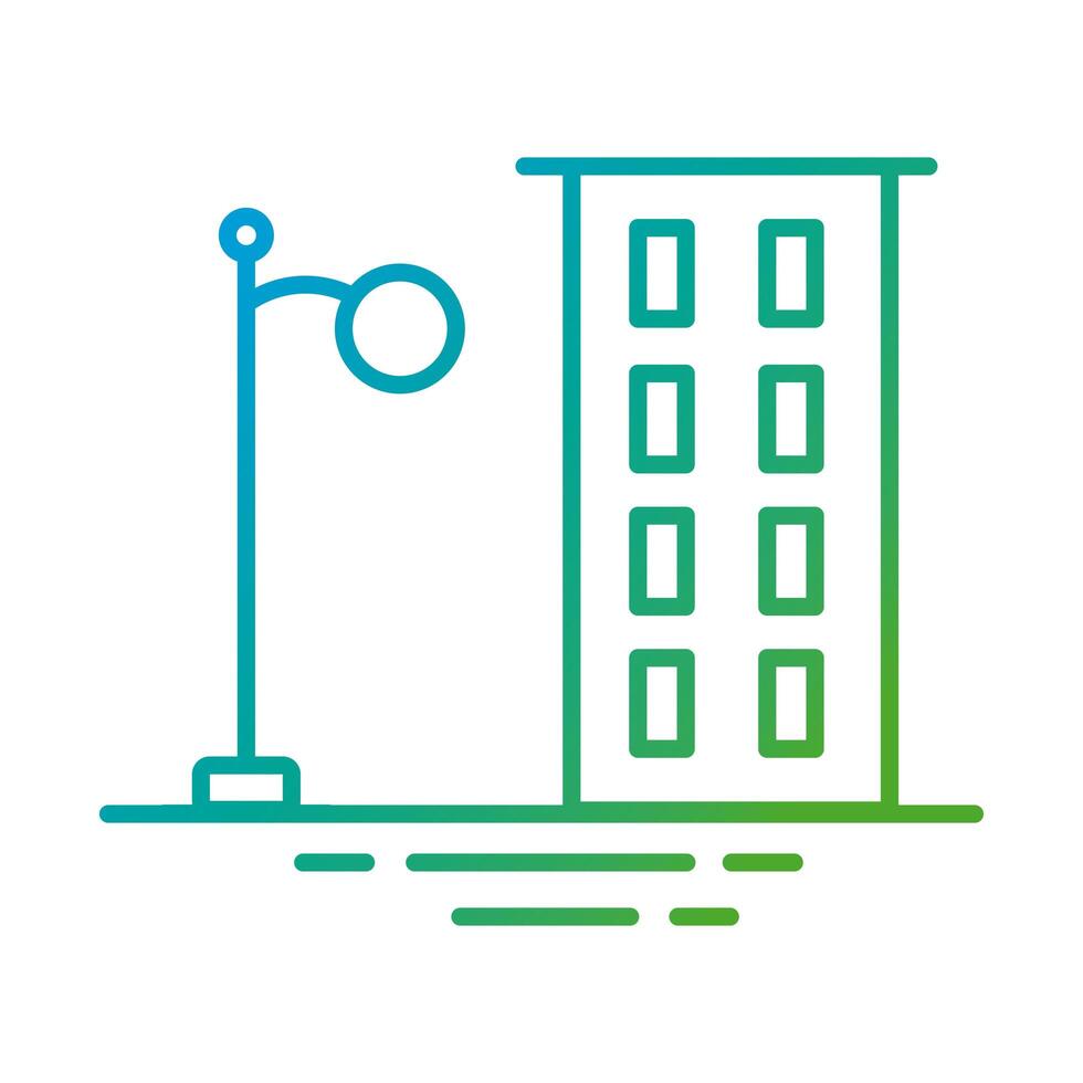 building construction facade with lamp city gradient style icon vector