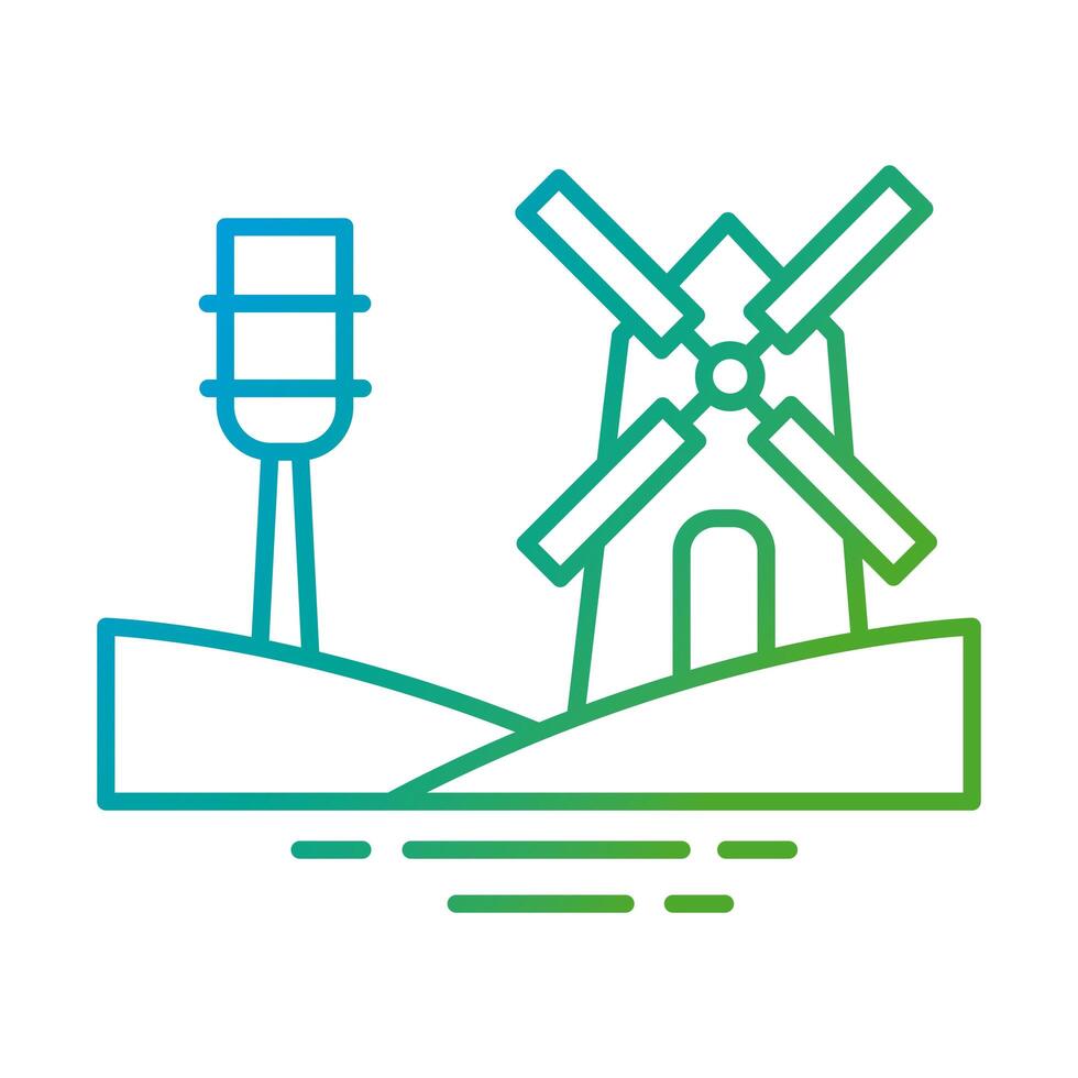 windmill building gradient style icon vector