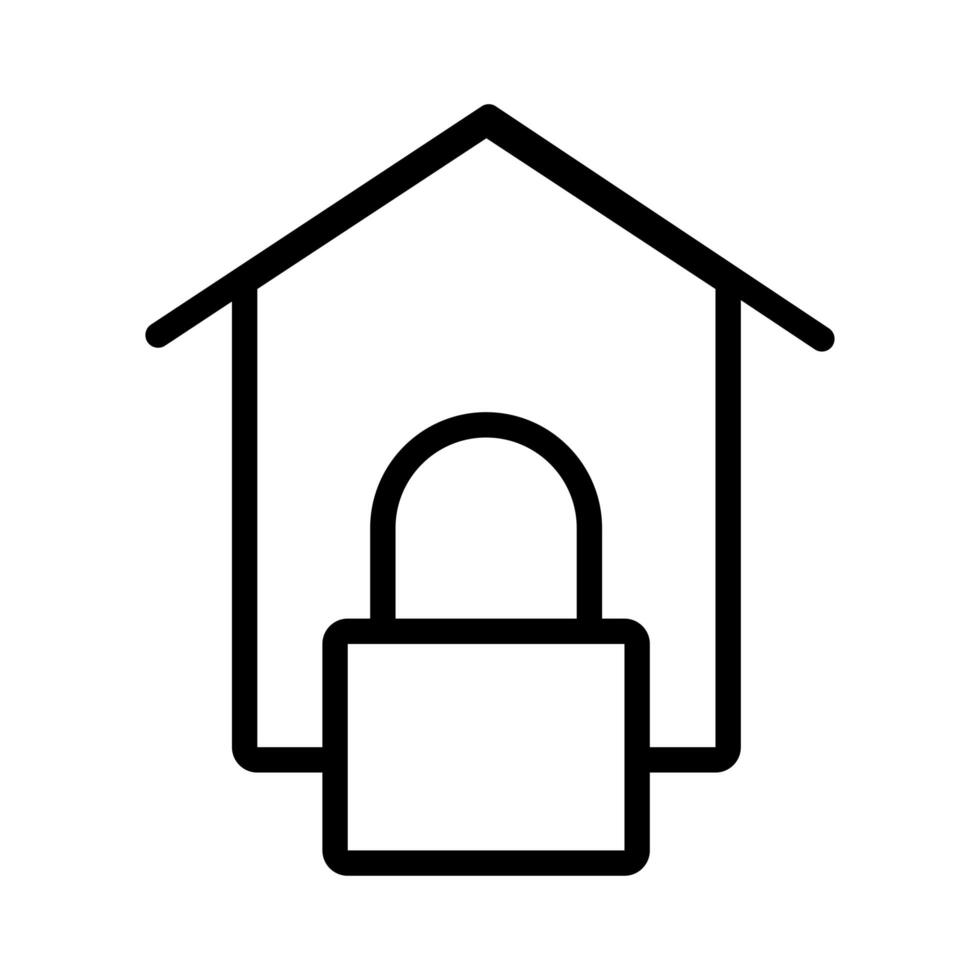 safe padlock with house data security line style vector