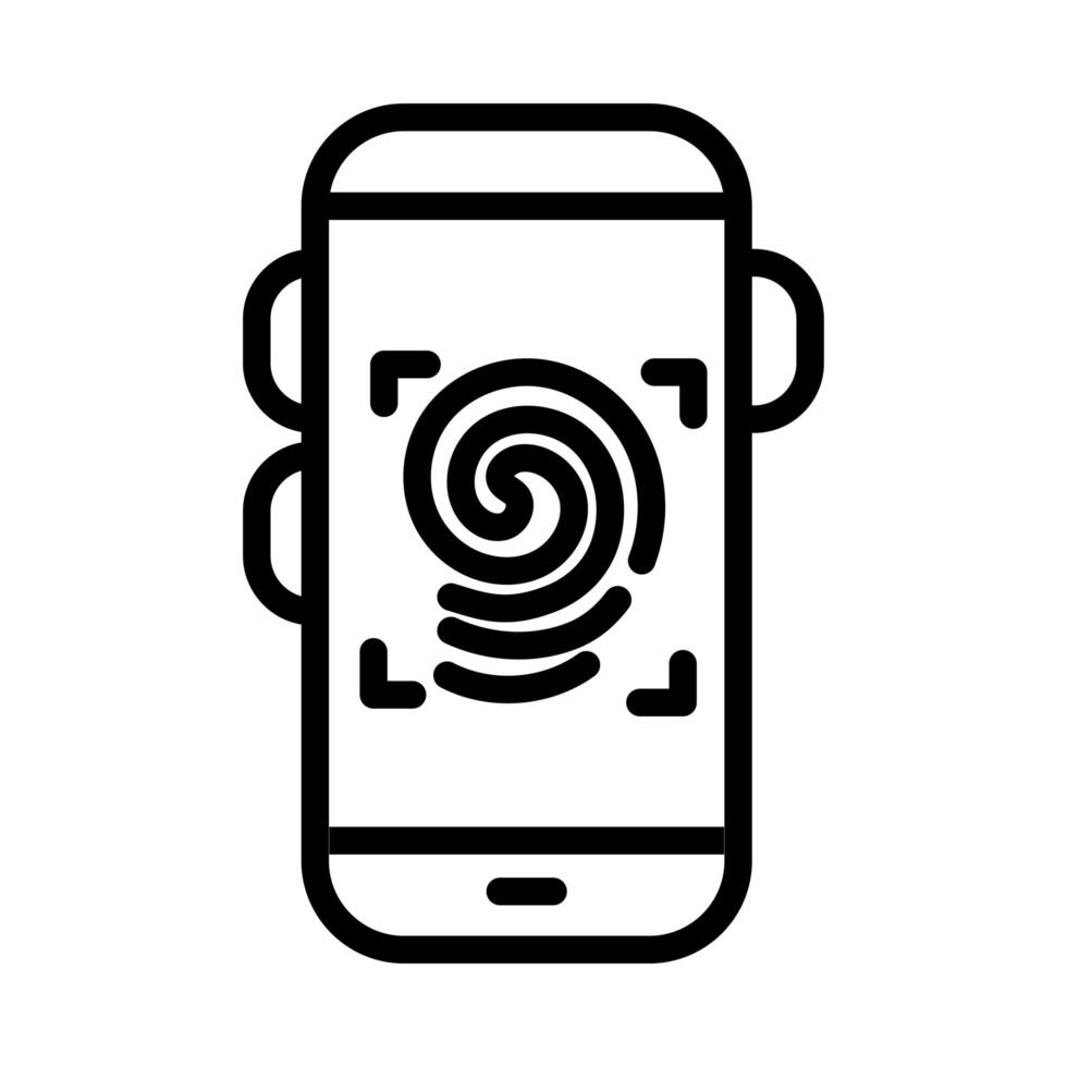 smartphone device with finger print line style vector