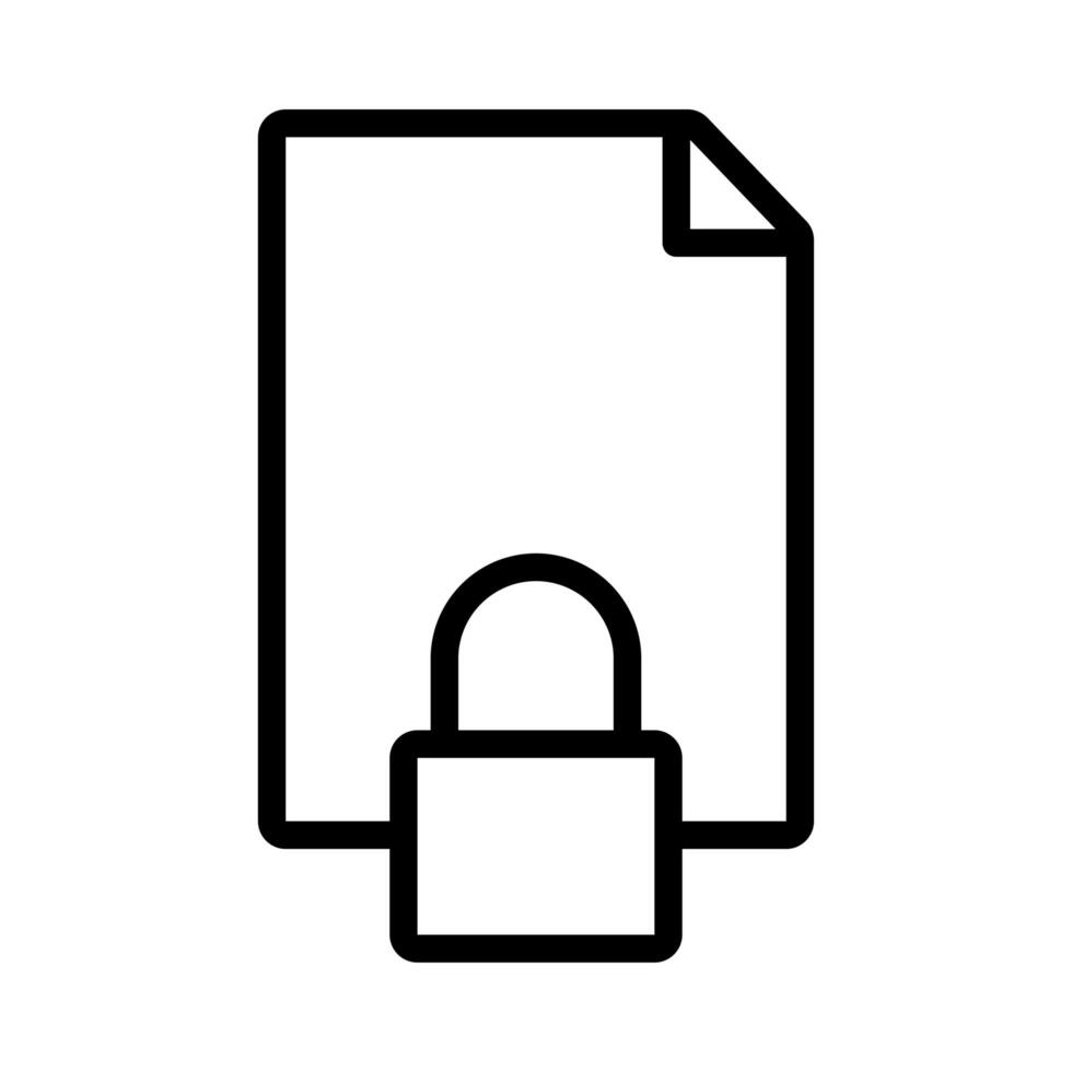 safe padlock with document data security line style vector