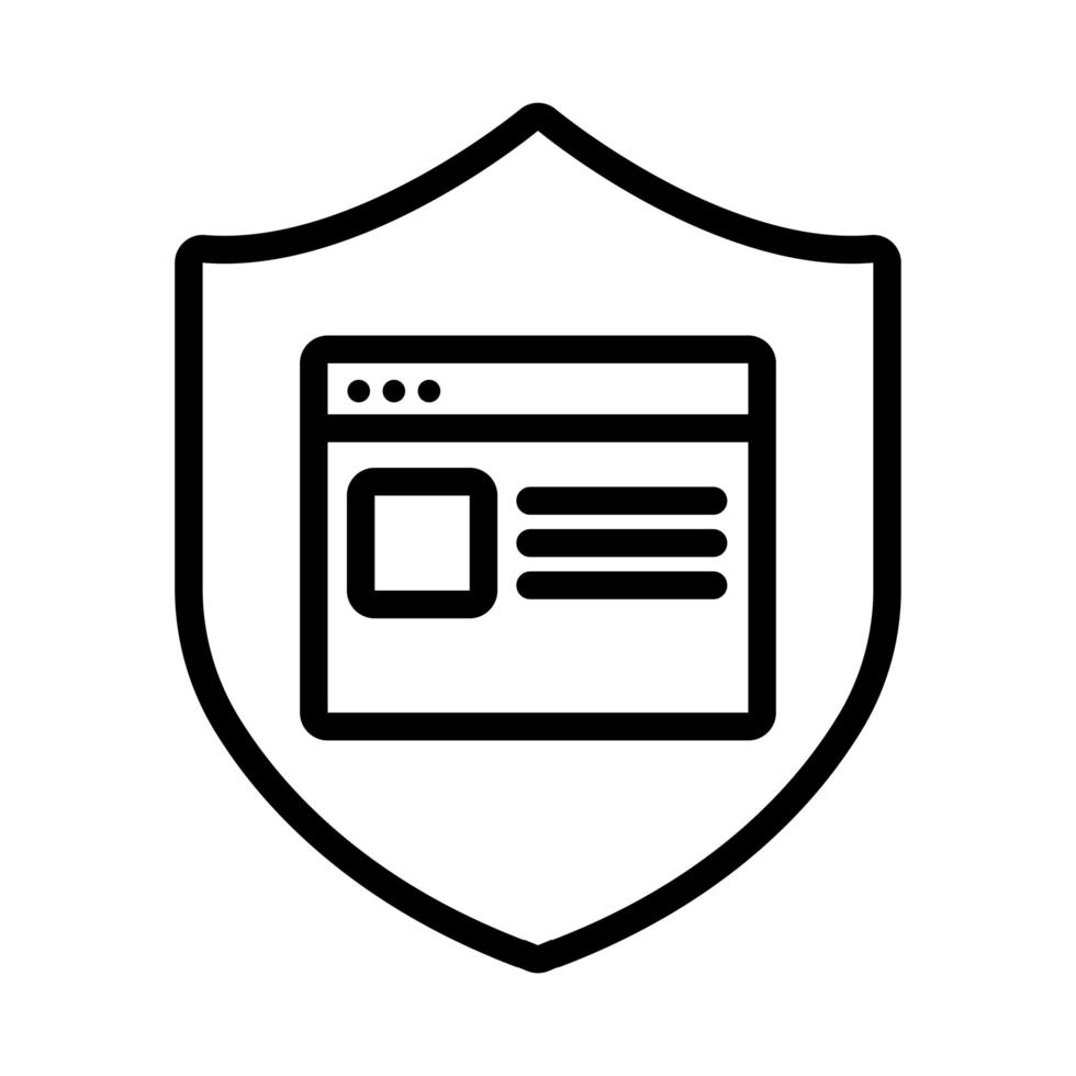 webpage template in shield line style icon vector
