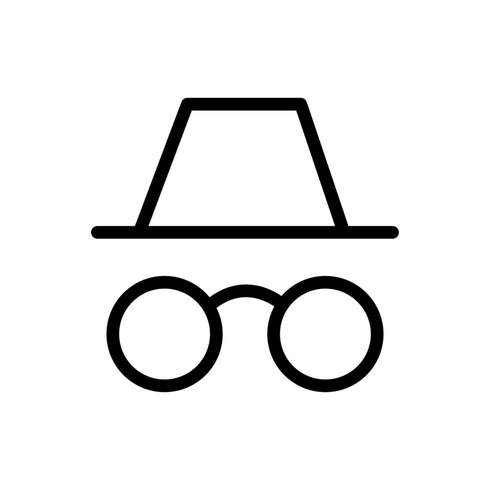 icono de estilo de línea de sombrero y gafas de espía vector