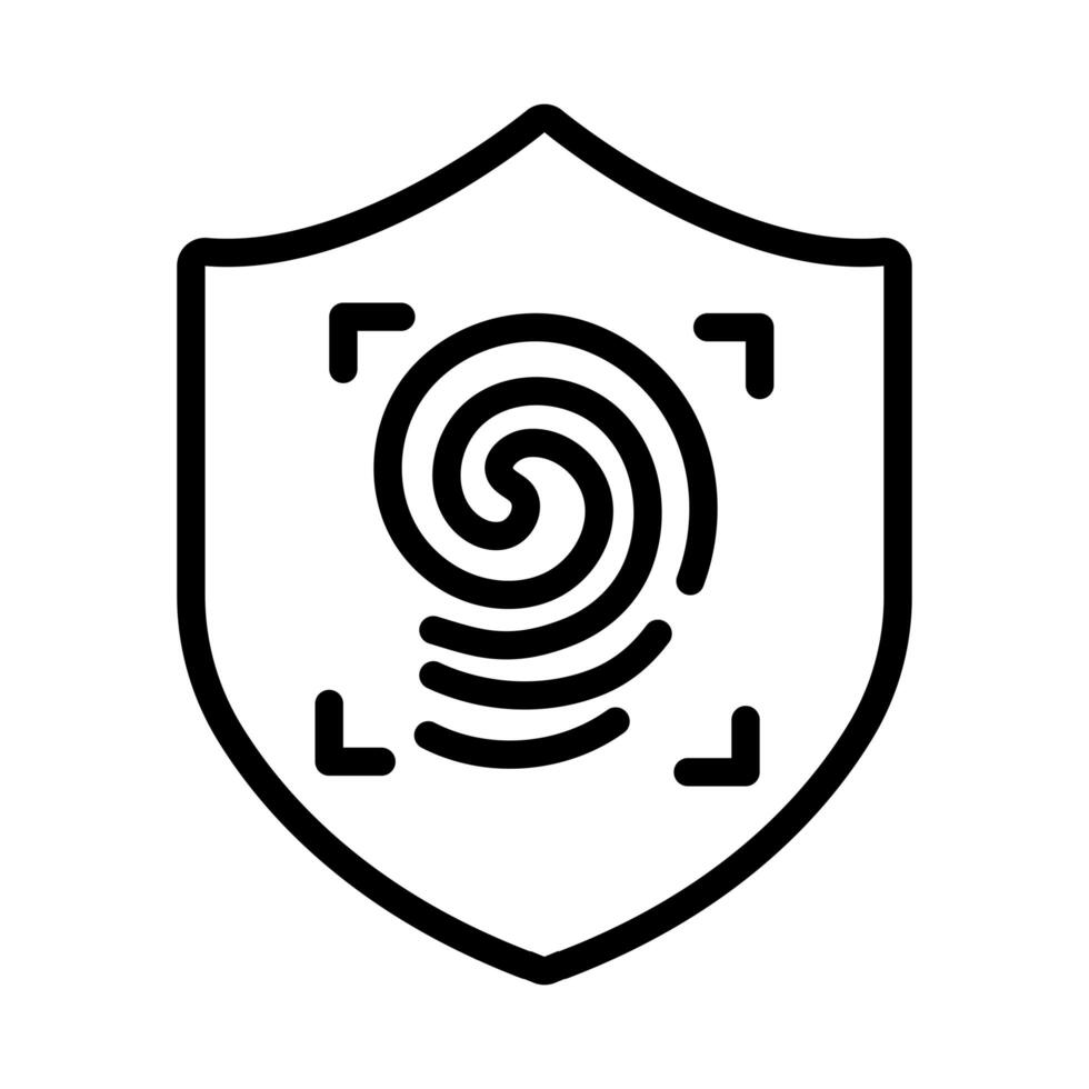 shield secure with fingerprint line style icon vector
